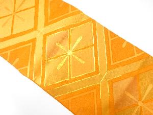 アンティーク　斜め格子に花菱模様　刺繍　袋帯（材料）